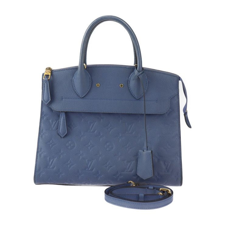 Louis Vuitton Pont Neuf MM Handbag Leather Denim Ankle Gold Hardware