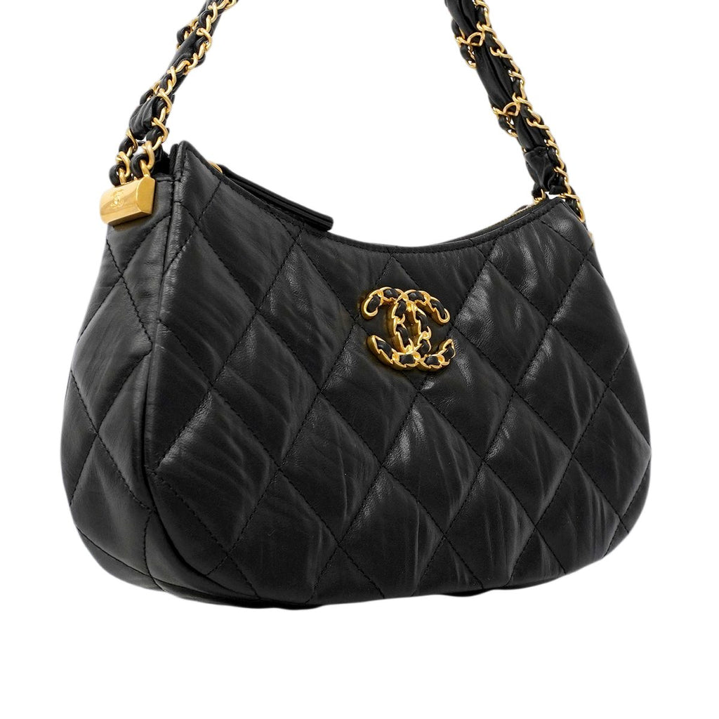 Chanel Shoulder Bag 19 Leather Black Gold — view 2