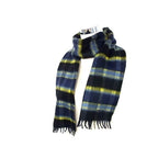 Prada Scarf Navy Yellow Cashmere Plaid Fringe — view 4