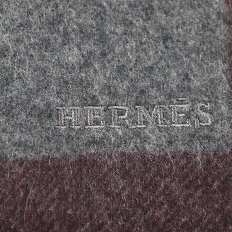 Hermes H Passant 100% Cashmere Current Model Logo Embroidery Fringed Scarf — view 6