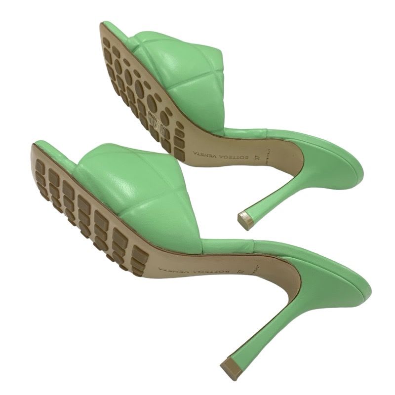 Bottega Veneta Lido Sandals Shoes Leather Light Green Mules Intrecciato — view 6