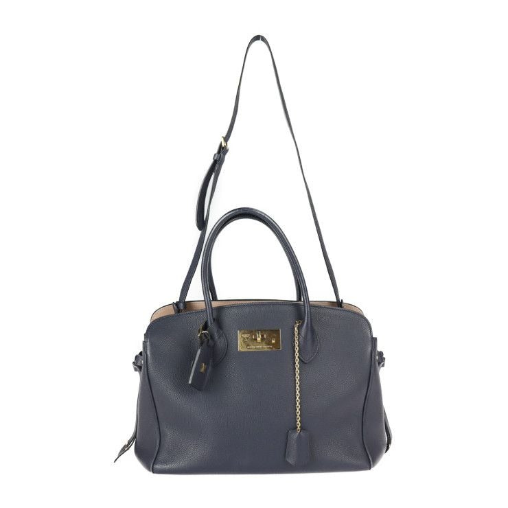 Louis Vuitton Mila MM Handbag Taurillon Leather Blue Marine