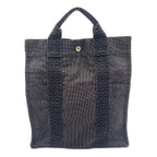 Hermes Her Line a Dos Canvas Dark Gray Backpack Silver