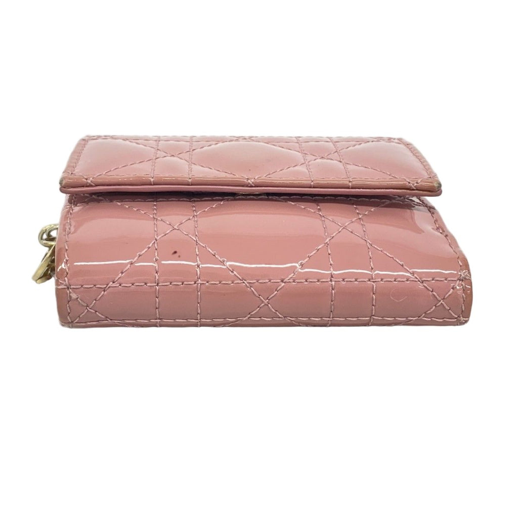 Dior Trifold Wallet Cannage Enamel Pink Gold — view 2