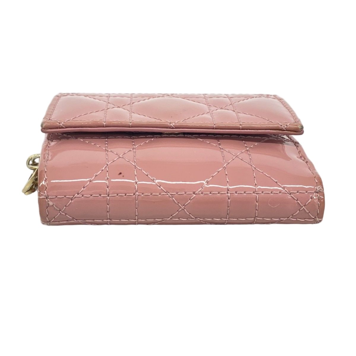 Dior Trifold Wallet Cannage Enamel Pink Gold — view 2
