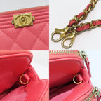 Chanel Boy Chain Clutch Wallet Bag Caviar Leather Pink — view 6