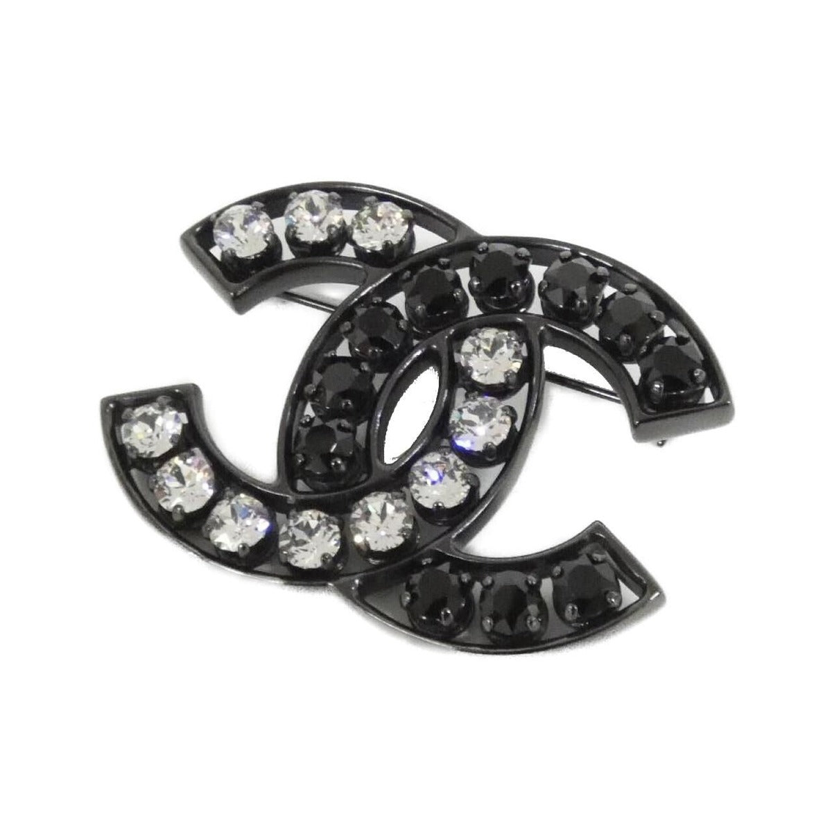 Chanel Black Diamond-Encrusted Brooch