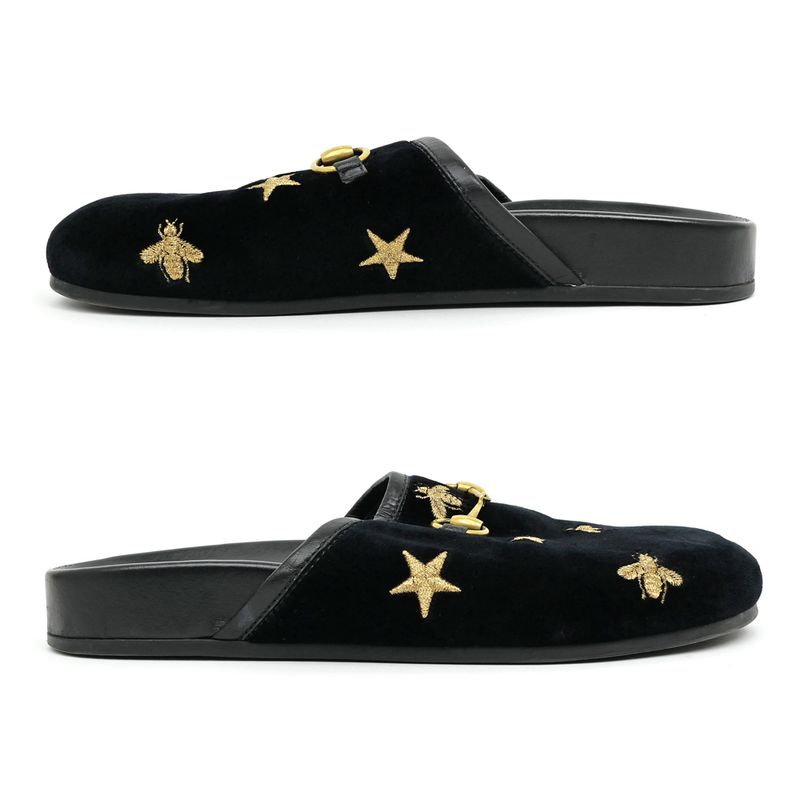 Gucci Sandals Horsebit Bi-bk Black Size 35 Embroidery — view 3