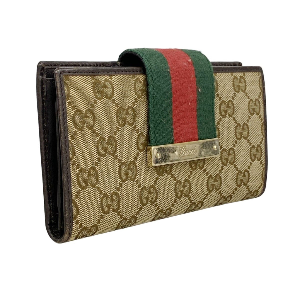 Gucci Wallet GG Canvas Sherry Line Brown Gold — view 2