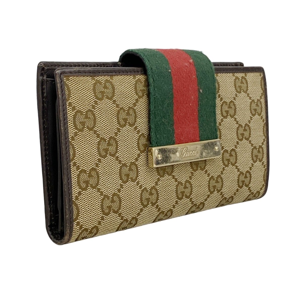 Gucci Wallet GG Canvas Sherry Line Brown Gold — view 2