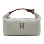Hermes Brid A Brag PM Rouge Ash Silver Hardware Canvas Handbag Pouch