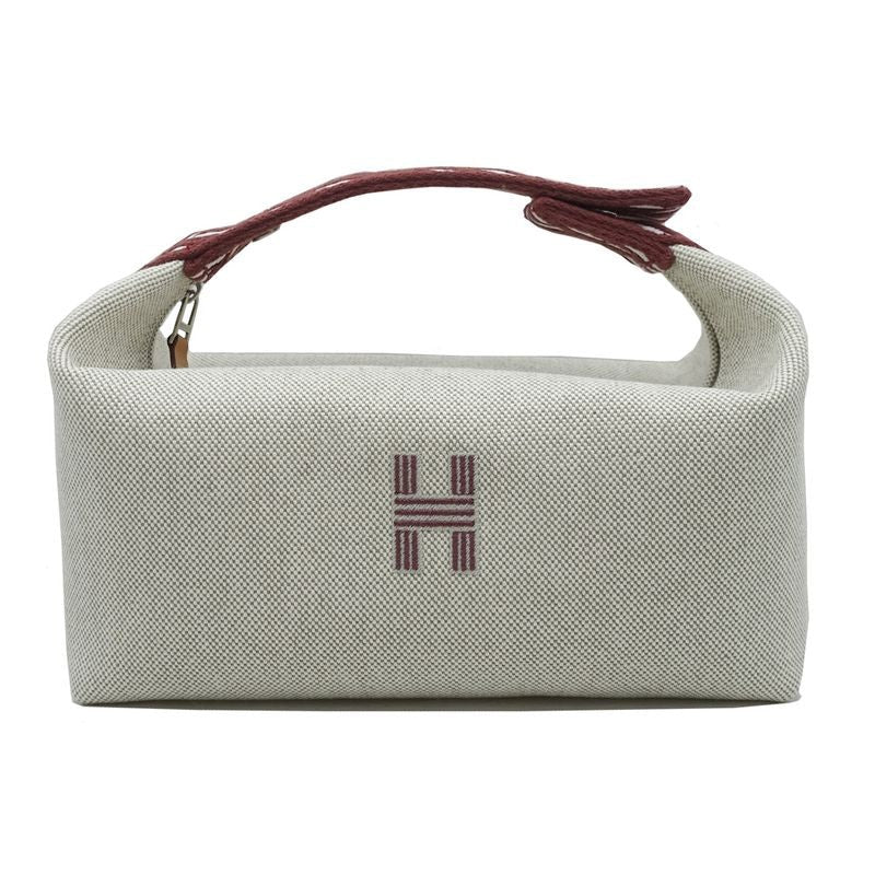 Hermes Brid A Brag PM Rouge Ash Silver Hardware Canvas Handbag Pouch