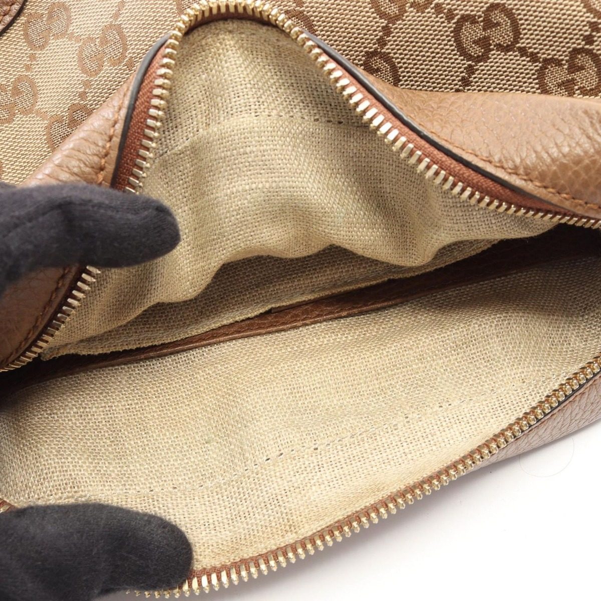 Gucci Shoulder Bag Bree GG Canvas Beige Brown — view 6