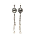 Chanel CC Logo Mirror Ball Earrings Silver Metal Faux Pearl Rhinestone