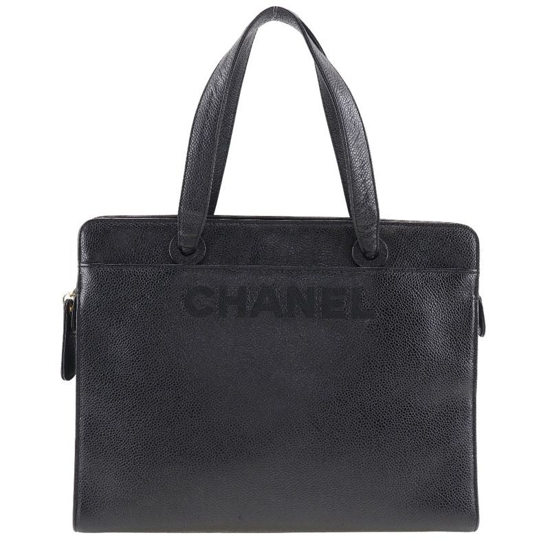 Chanel Logo Caviar Leather Black Handbag