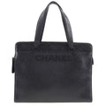 Chanel Logo Caviar Leather Black Handbag