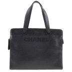 Chanel Logo Caviar Leather Black Handbag