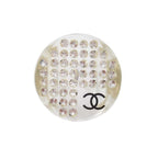 Chanel Vintage Rhinestone CC Logo Clear Round Ring Transparent