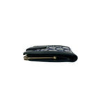Dior Trotter Canvas Leather Clasp Bifold Wallet Compact Navy — view 4