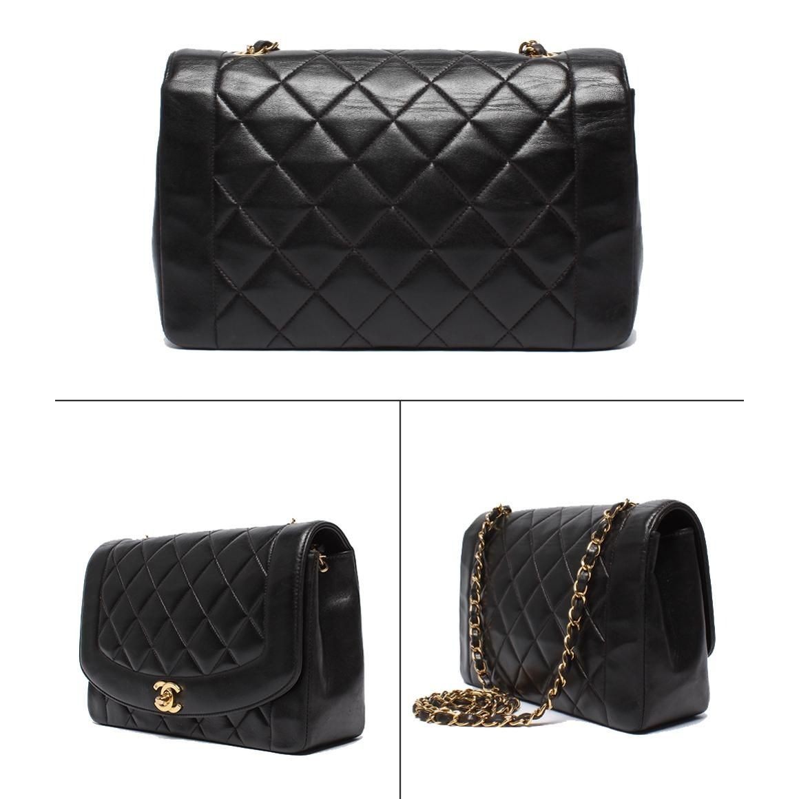 Chanel Chain Shoulder Bag Diana Flap Lambskin Gold Crossbody 25 Quilted — view 2