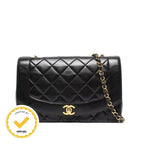Chanel Chain Shoulder Bag Diana Flap Lambskin Gold Crossbody 25 Quilted