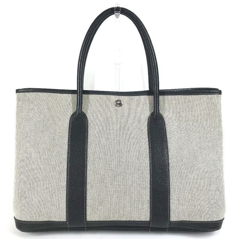Hermes Tote Bag Garden Party PM Toile Ash Black