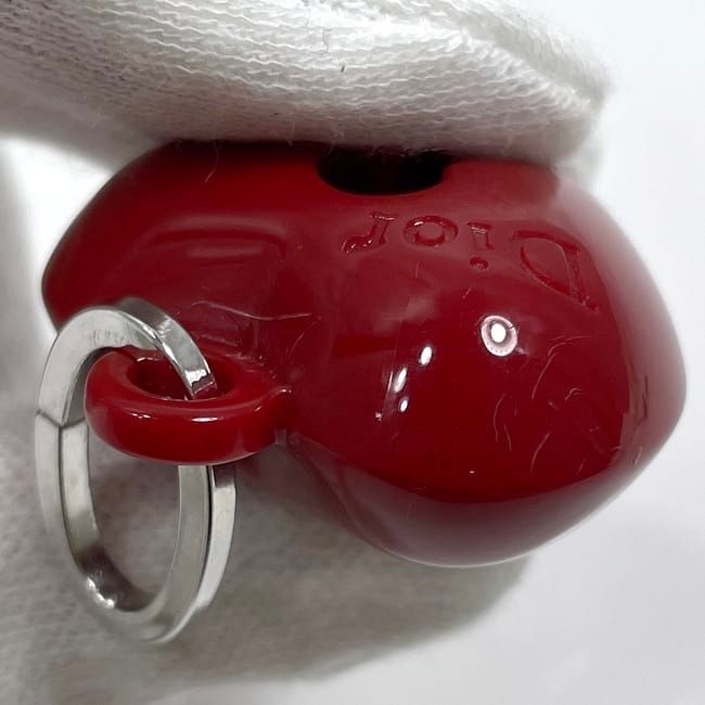 Christian Dior Key Ring Red Silver Plastic — view 8