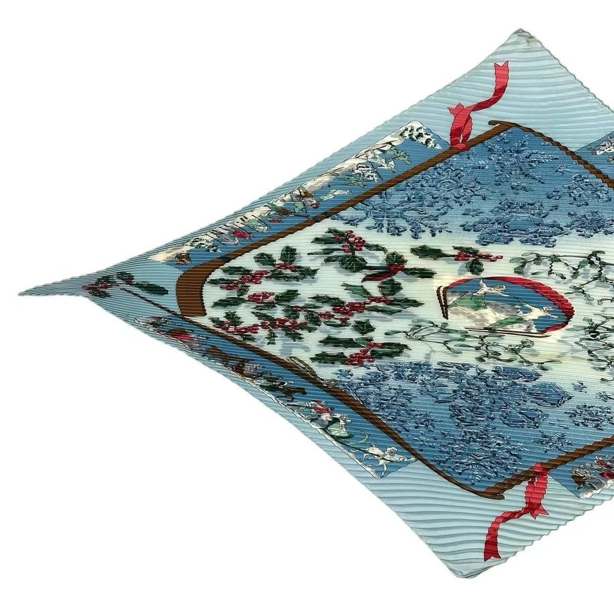Hermes Scarf Pleated Silk Neige D'antan Last Year's Snow Blue — view 2