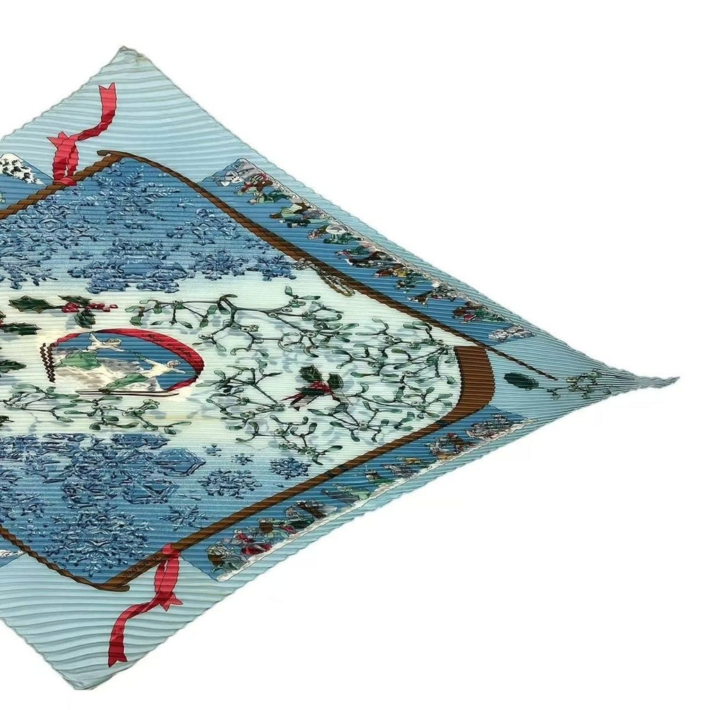 Hermes Scarf Pleated Silk Neige D'antan Last Year's Snow Blue — view 3