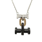 Hermes Mobile H Necklace Metal Buffalo Horn Silver Brown 0372 — view 2