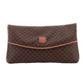 Celine Macadam Clutch Leather Brown Gold Vintage