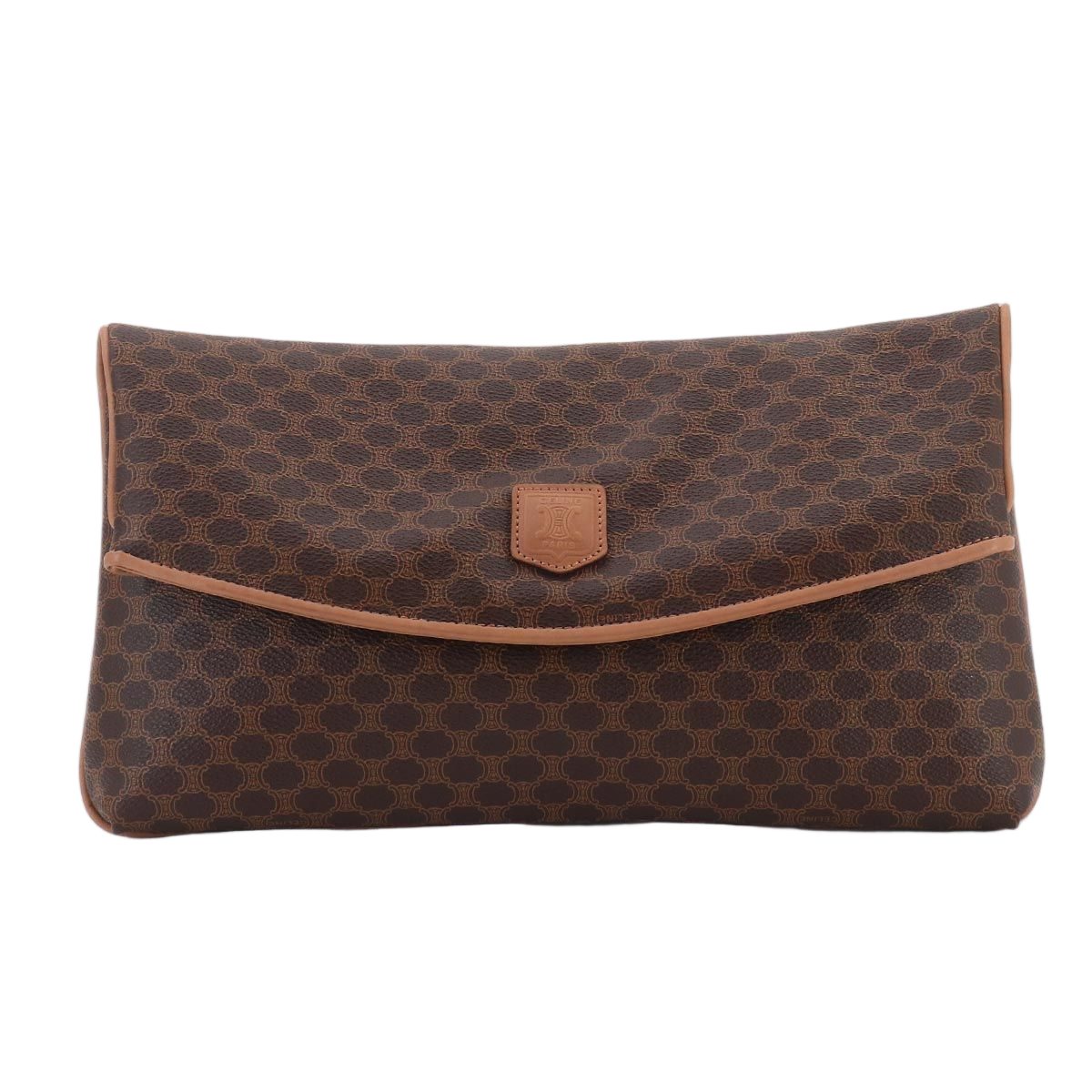 Celine Macadam Clutch Leather Brown Gold Vintage