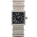Chanel Mademoiselle Diamond Bezel Vintage Watch Black Quartz