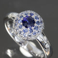 Chanel Sapphire Diamond Ring 18K White Gold 750 E0969