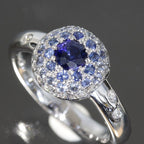 Chanel Sapphire Diamond Ring 18K White Gold 750 E0969