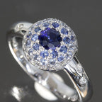 Chanel Sapphire Diamond Ring 18K White Gold 750 E0969 — view 2