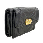Chanel Trifold Wallet Boy Caviar Leather Black Gold — view 2