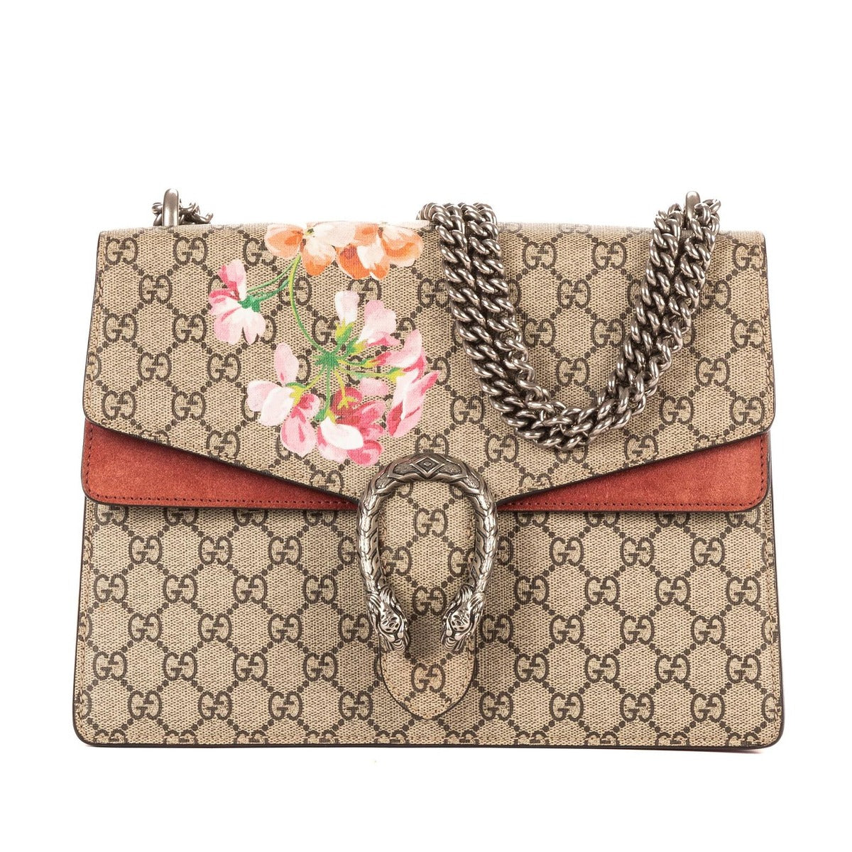 Gucci Blooms Dionysus Beige Burgundy Supreme Canvas Shoulder Bag