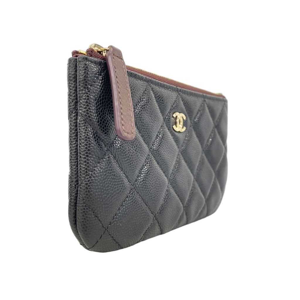 Chanel Coin Case Quilted Caviar Leather Black Gold — view 2