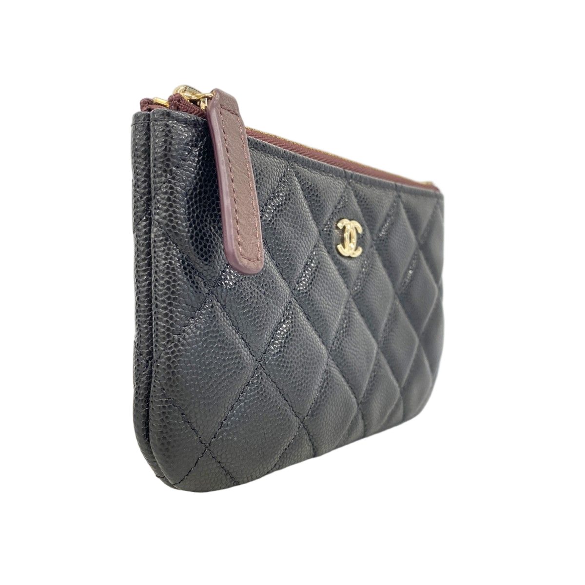Chanel Coin Case Quilted Caviar Leather Black Gold — view 2