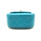 Chanel CC Logo Turnlock Quilted Lambskin Mini Hand Vanity Bag Blue — view 3