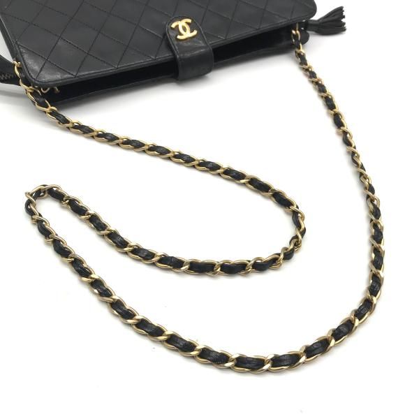 Chanel CC Logo Quilted Tassel Chain Tote Black — view 6