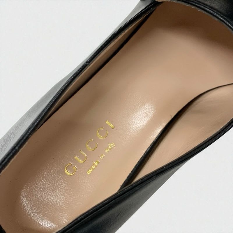 Gucci Double G Loafers Leather Shoes Black Gold GG Marmont — view 7