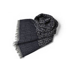 Fendi Scarf Winter Reversible Wool 100% FF Logo Zucca Pattern Black Gray — view 3
