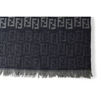 Fendi Scarf Winter Reversible Wool 100% FF Logo Zucca Pattern Black Gray — view 5