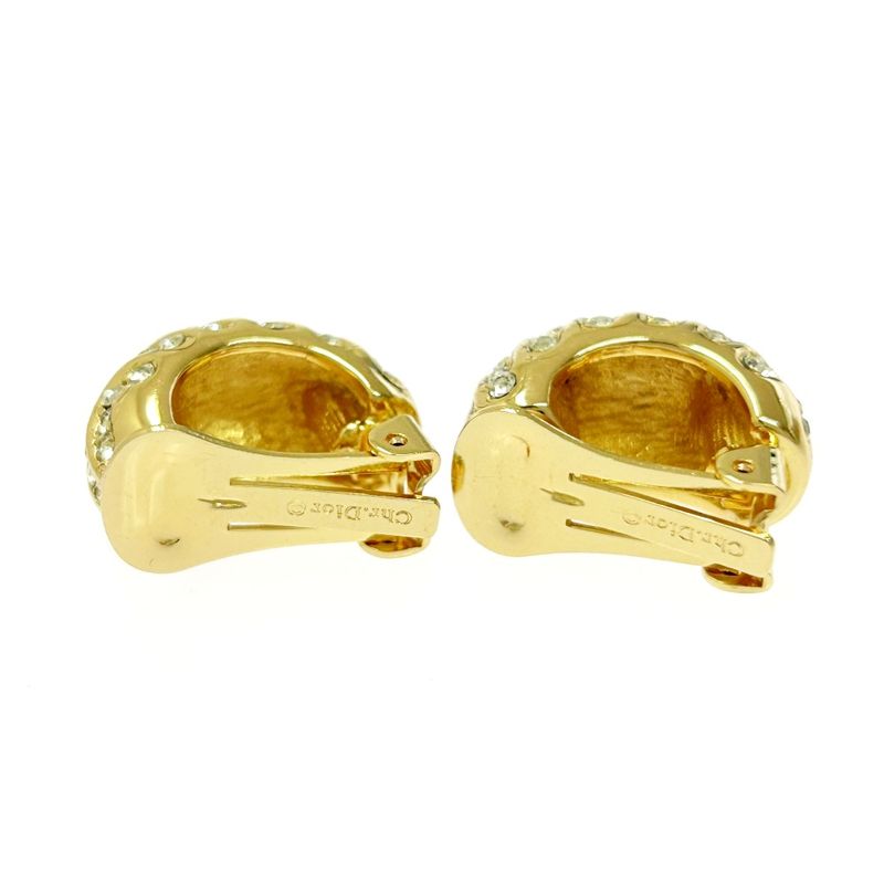 Christian Dior GP Rhinestone Earrings Gold — view 7