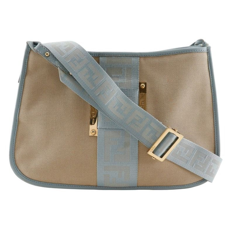 Fendi FF 8 Bt084 Canvas Beige Light Blue Shoulder Bag — view 3