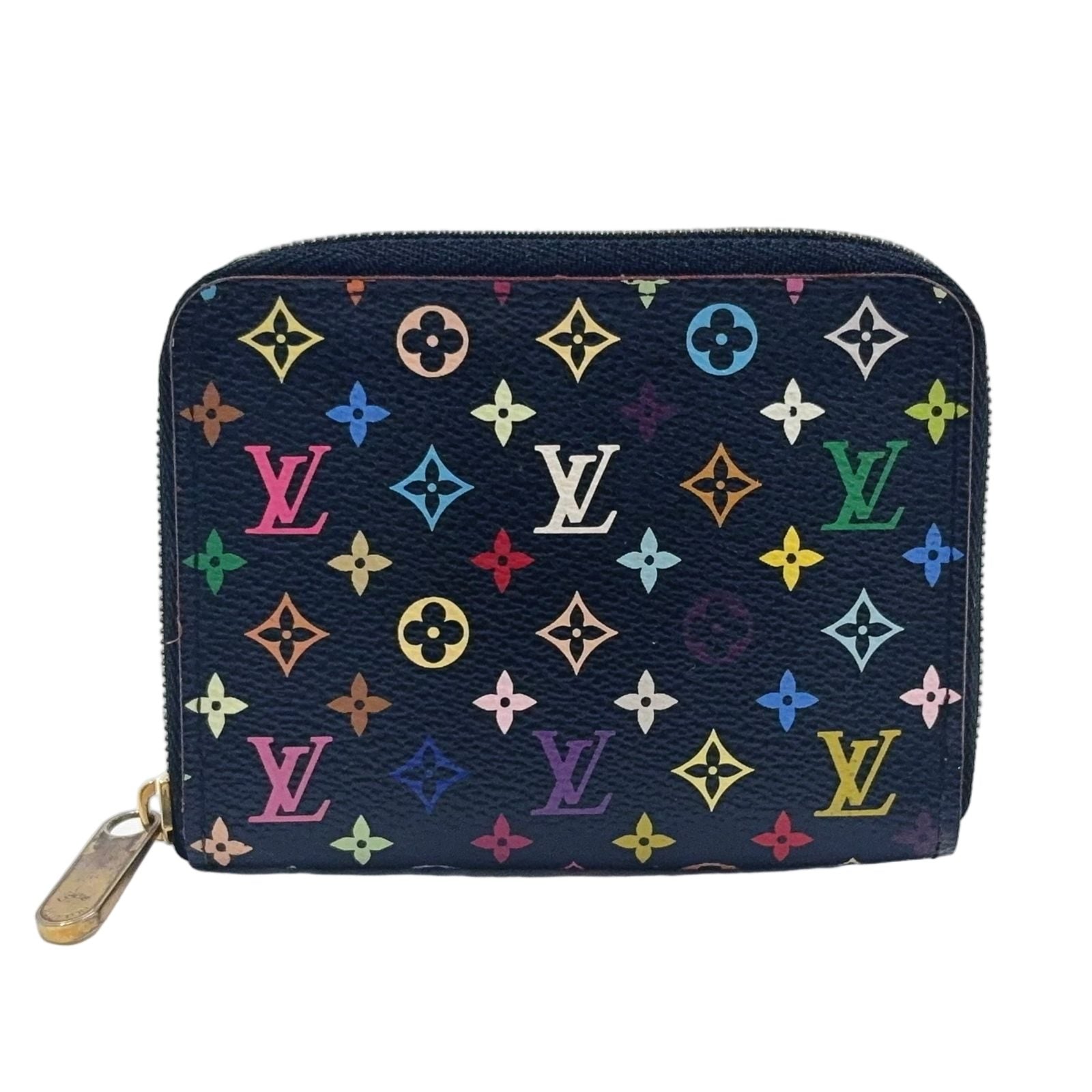 Louis Vuitton Zippy Coin Purse Monogram Multicolor Noir Leather Black Beige