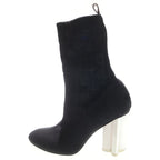 Louis Vuitton Silhouette Line Monogram Embroidery Heel Ankle Boots Shoes Black