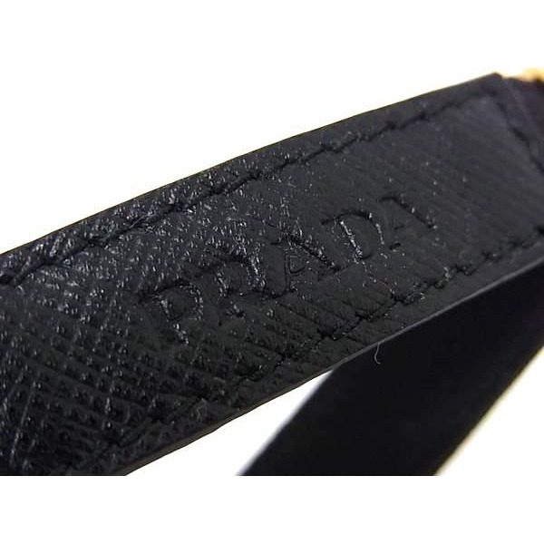 Prada Saffiano Leather Nylon Bangle Black Bracelet — view 3